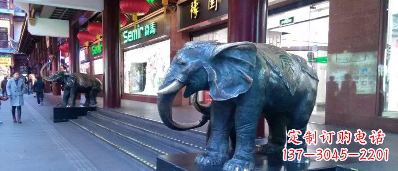 江西大象铜雕企业门口动物雕塑