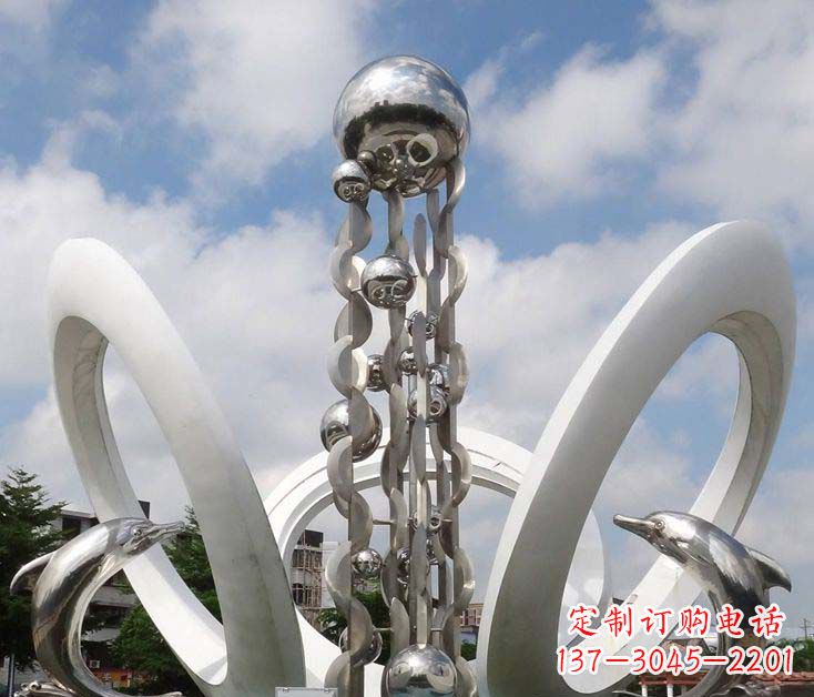 江西精致不锈钢海豚雕塑