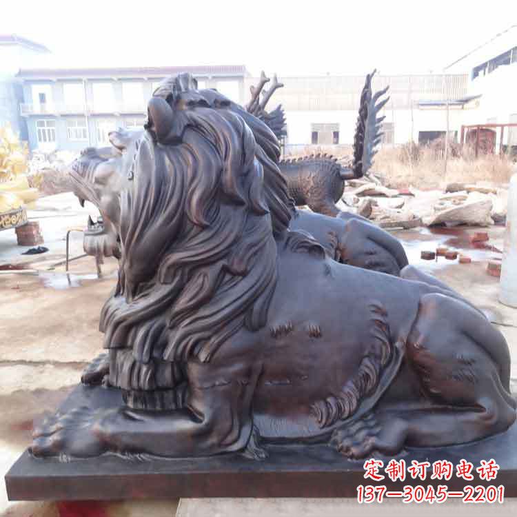 江西大型纯铜港币狮子动物雕塑