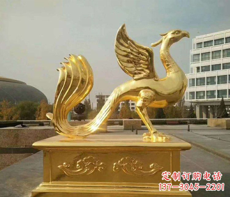 江西大型凤凰动物铜雕塑