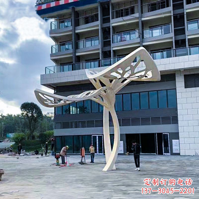 江西大型广场不锈钢抽象树叶雕塑