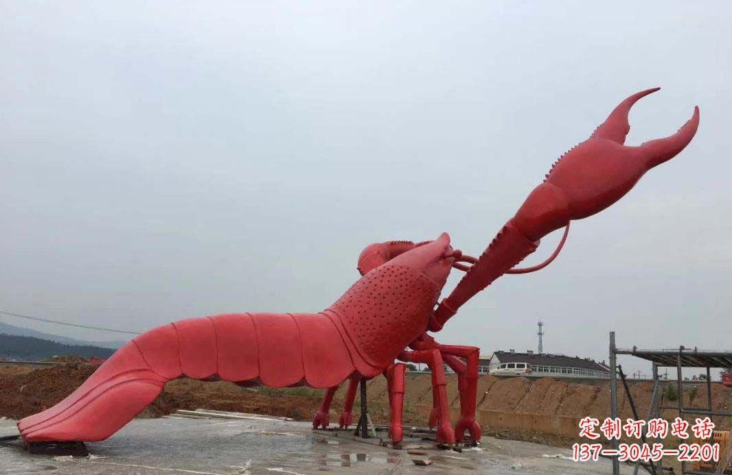 江西大型广场不锈钢龙虾雕塑