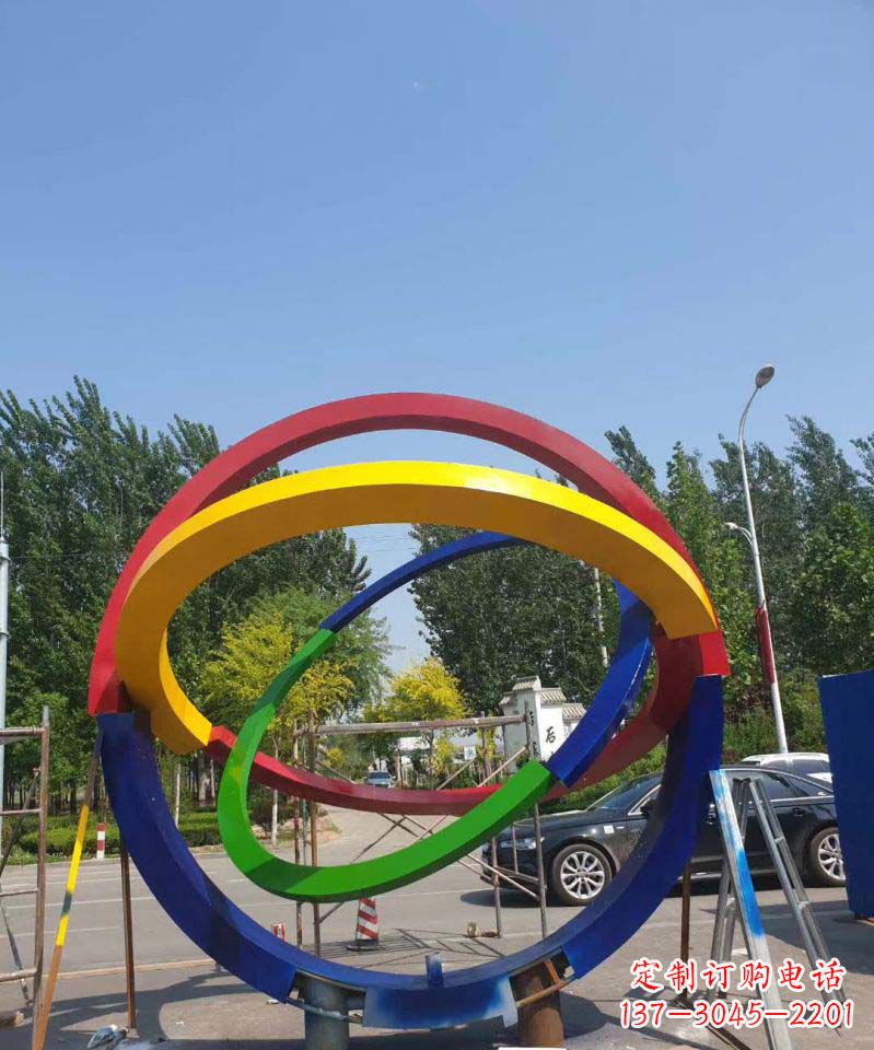 江西大型不锈钢广场圆环景观雕塑