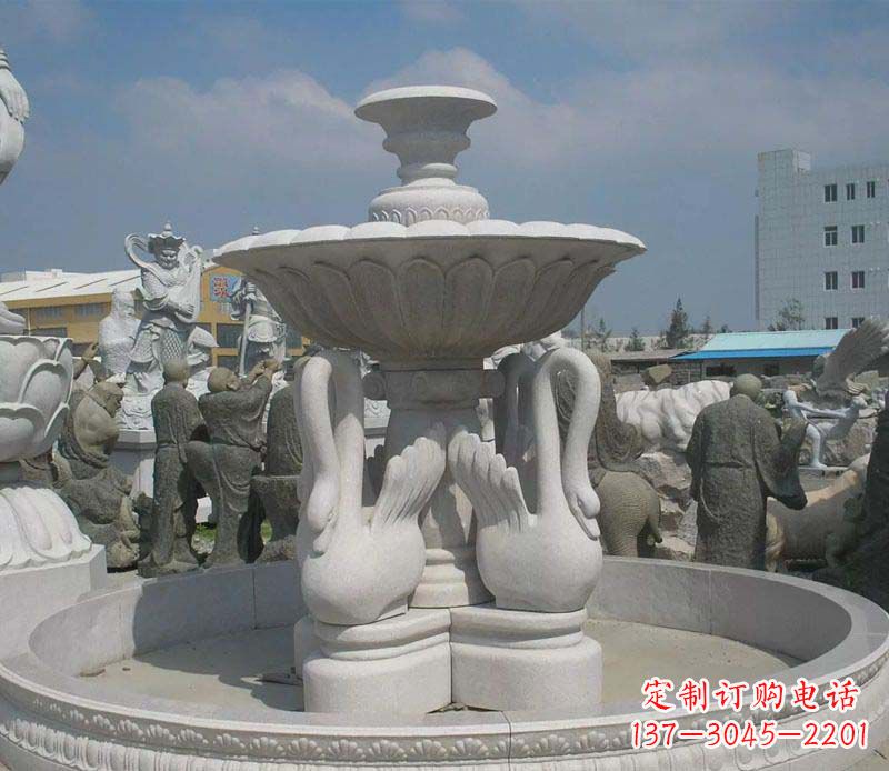 江西汉白玉高端天鹅雕塑