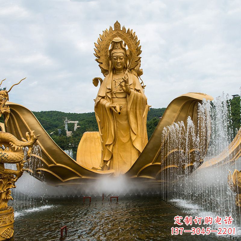 江西大型景区滴水观音铜雕佛像水景景观雕塑