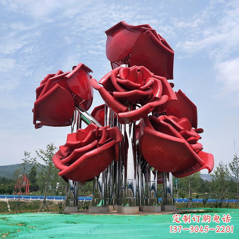 江西精美不锈钢玫瑰花景观雕塑