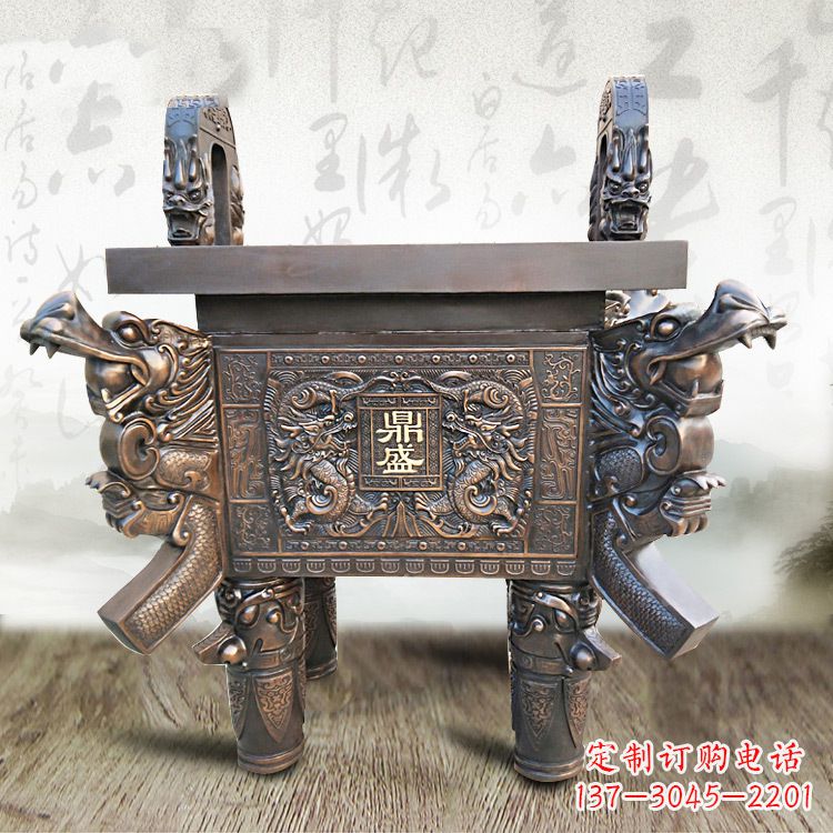 江西典雅双龙四龙铜鼎雕塑