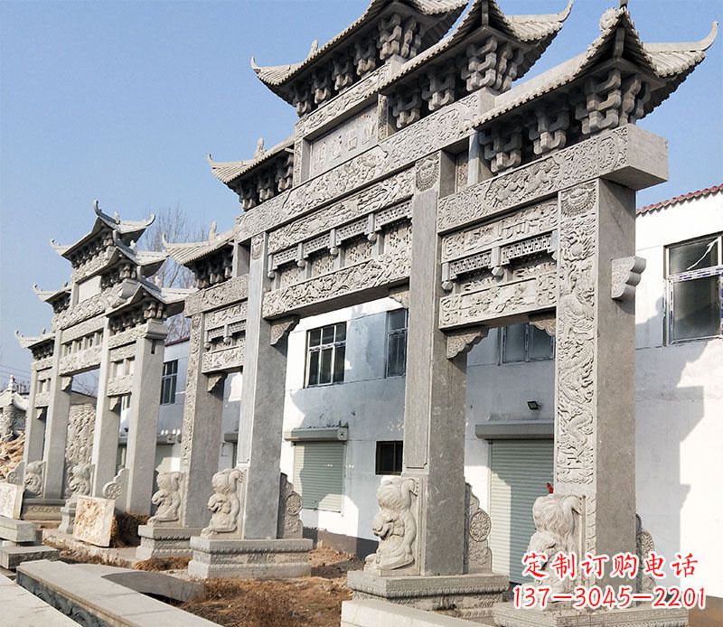 江西五门仿古牌坊石雕