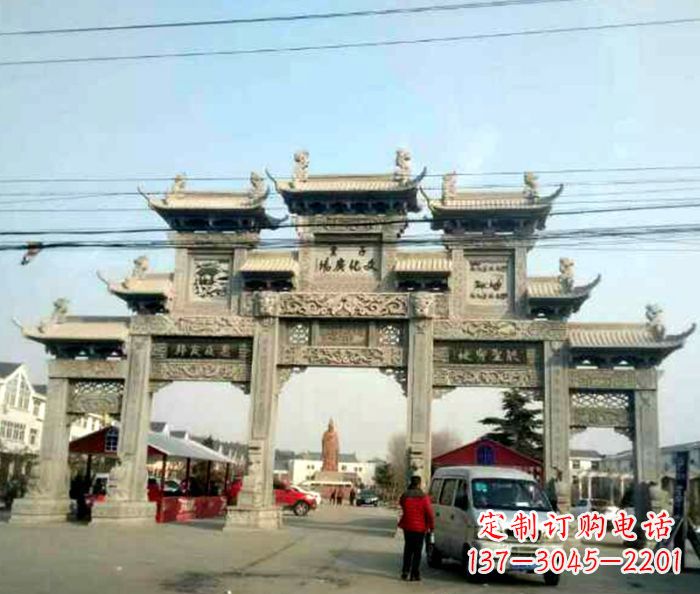 江西大型五门石雕牌坊 (3)