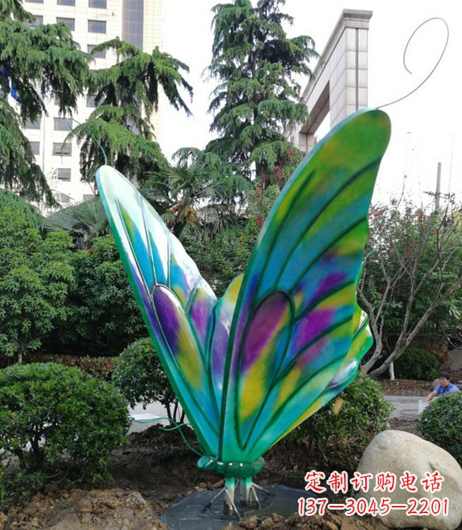 江西大型小区园林彩绘仿真蝴蝶摆件