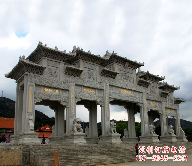 江西具有传统文化特色的大型五门石雕牌楼雕塑
