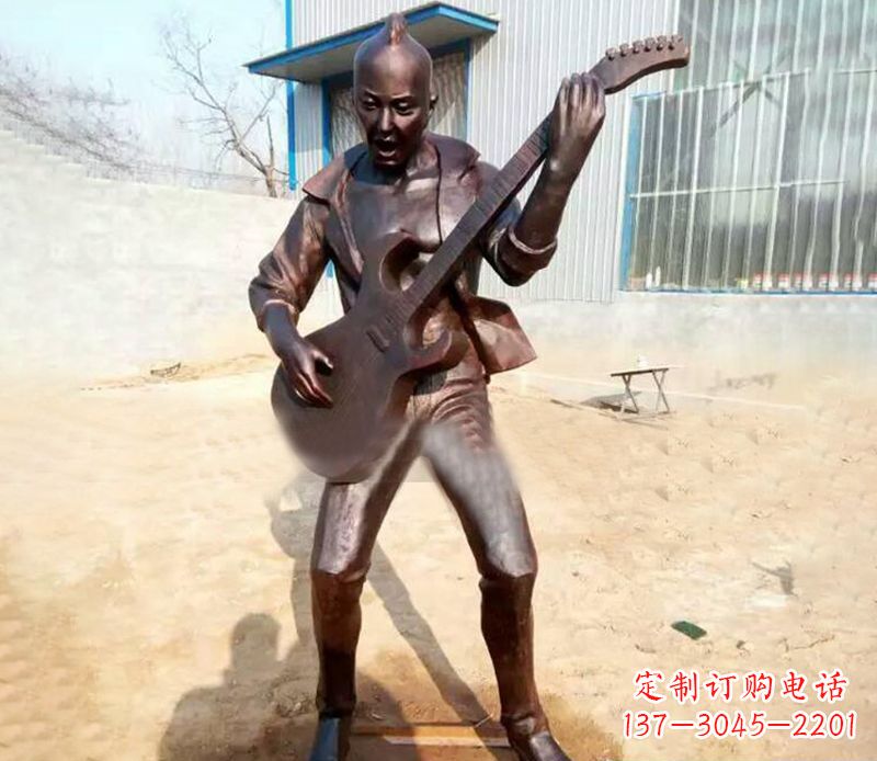 江西精致细腻的铜吉他雕塑