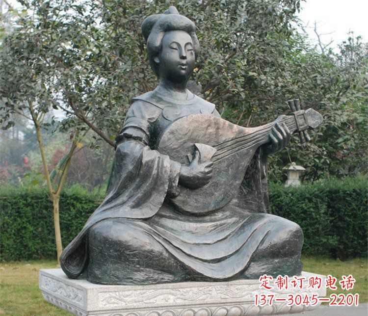 江西古典风情弹琵琶雕塑