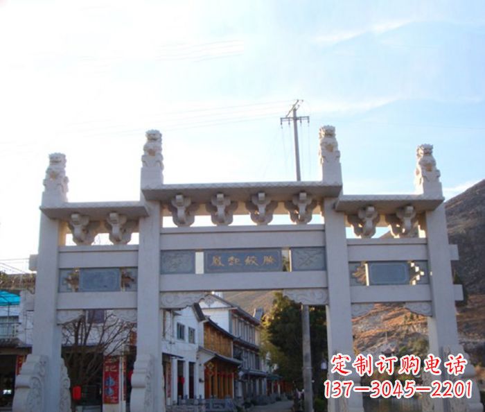 江西领雕塑 - 三门石牌坊雕塑