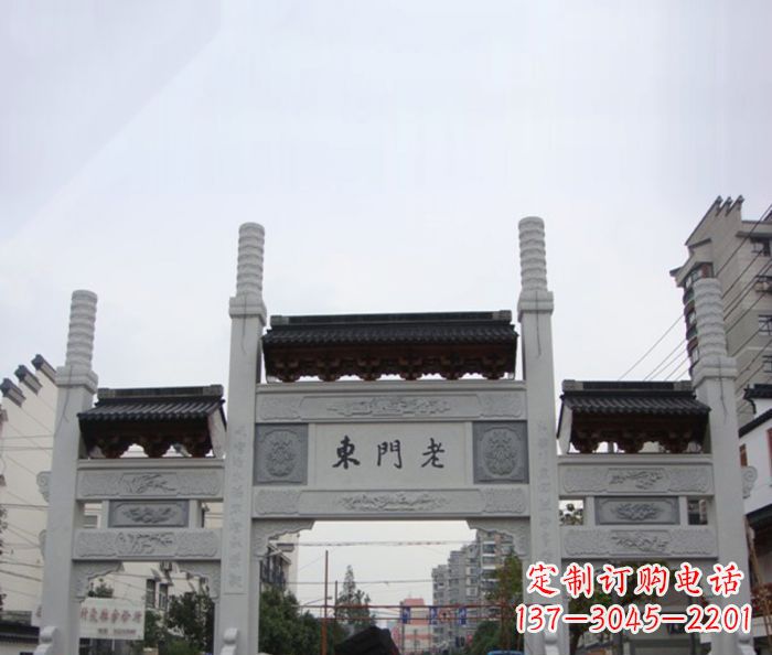 江西精美三门石牌坊雕塑