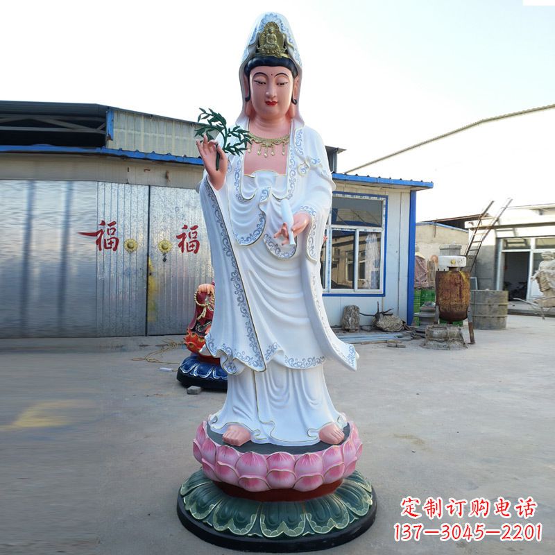 江西玻璃钢彩绘观音雕塑