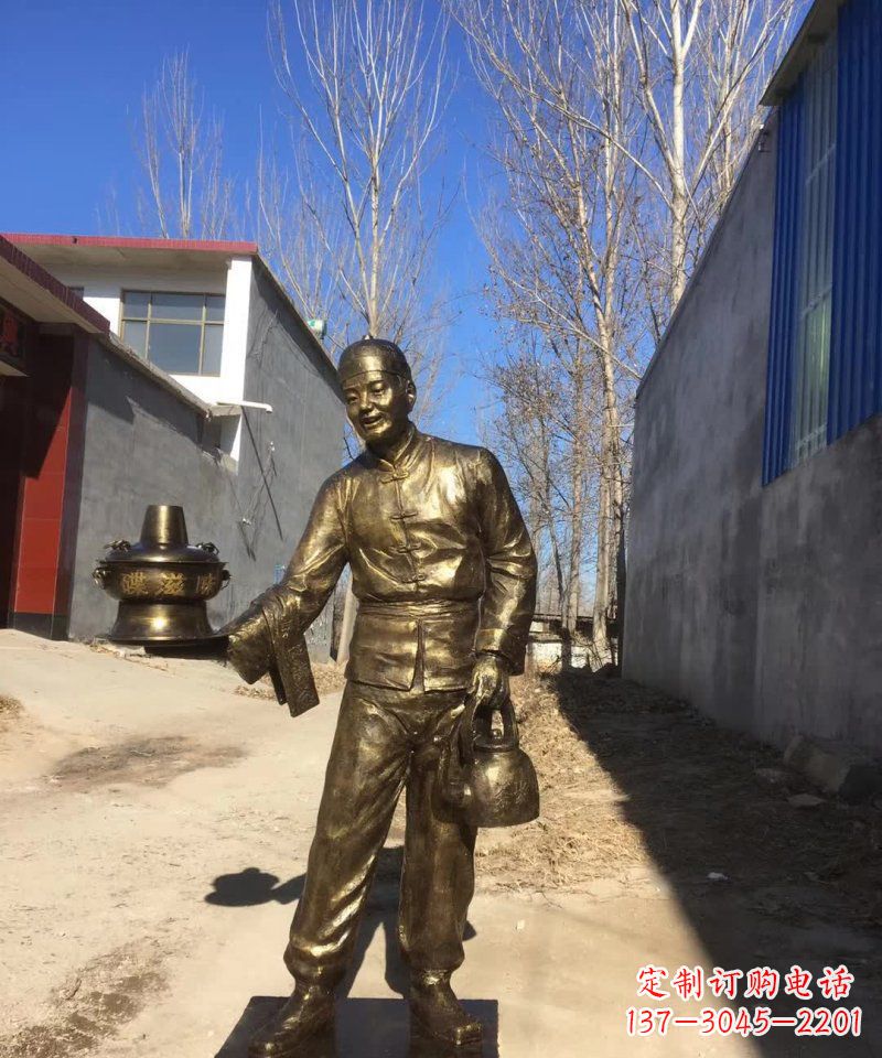 江西店小二铜雕火锅人物定制
