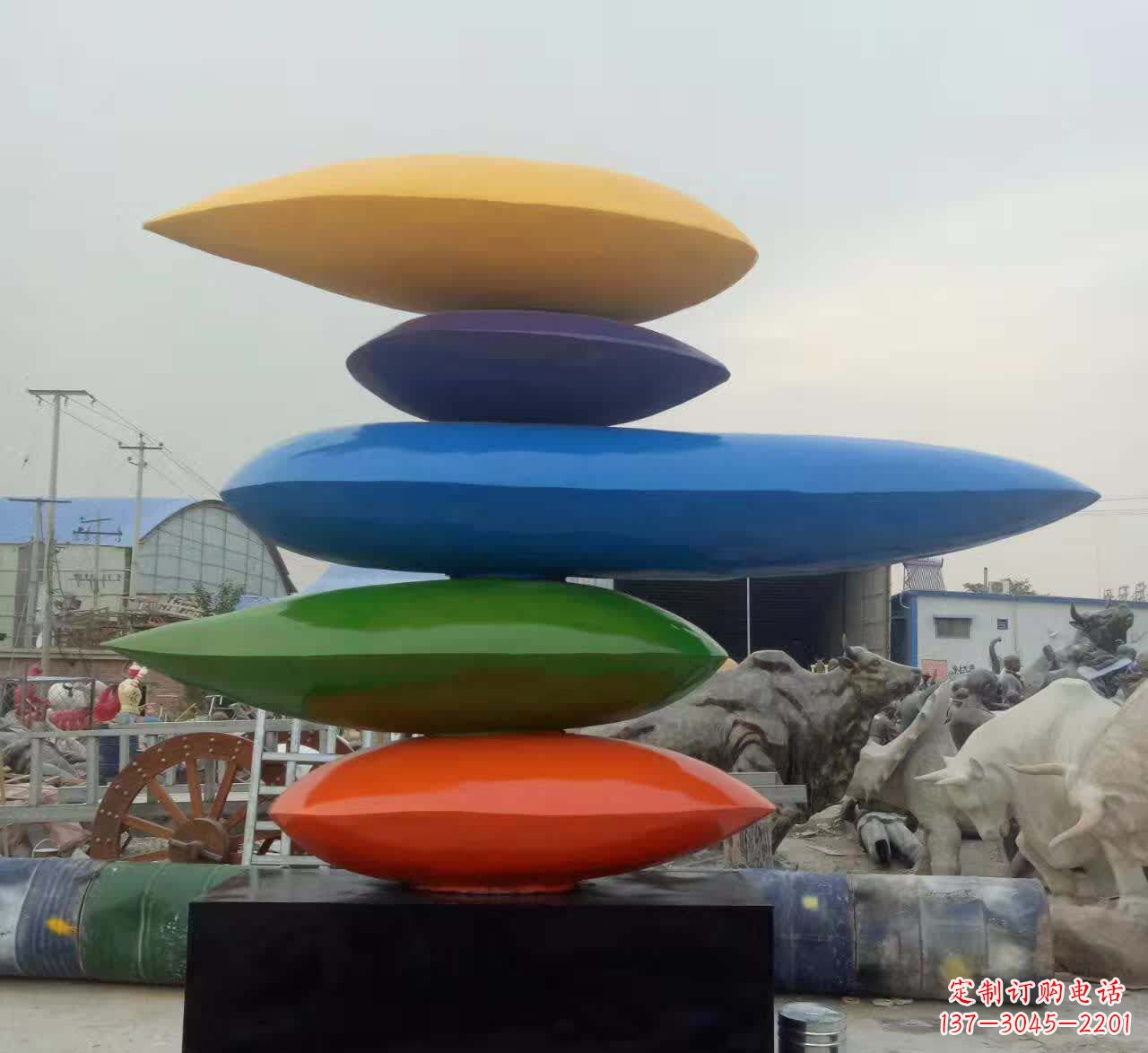 江西叠罗汉不锈钢彩色水滴雕塑