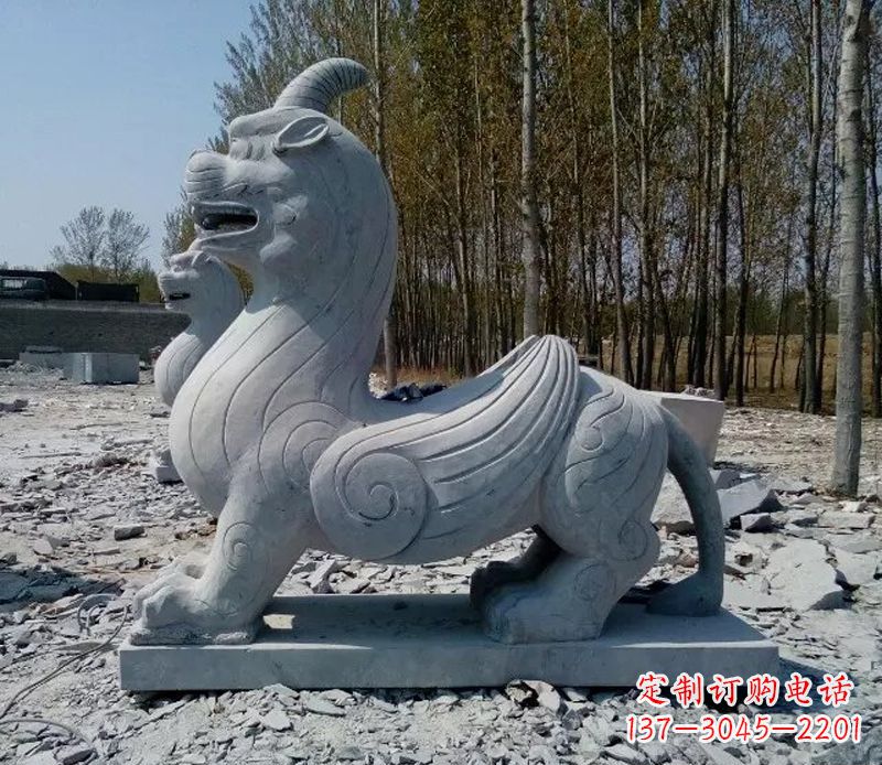 江西独角兽雕塑,神兽石雕带你穿越回古老神话中
