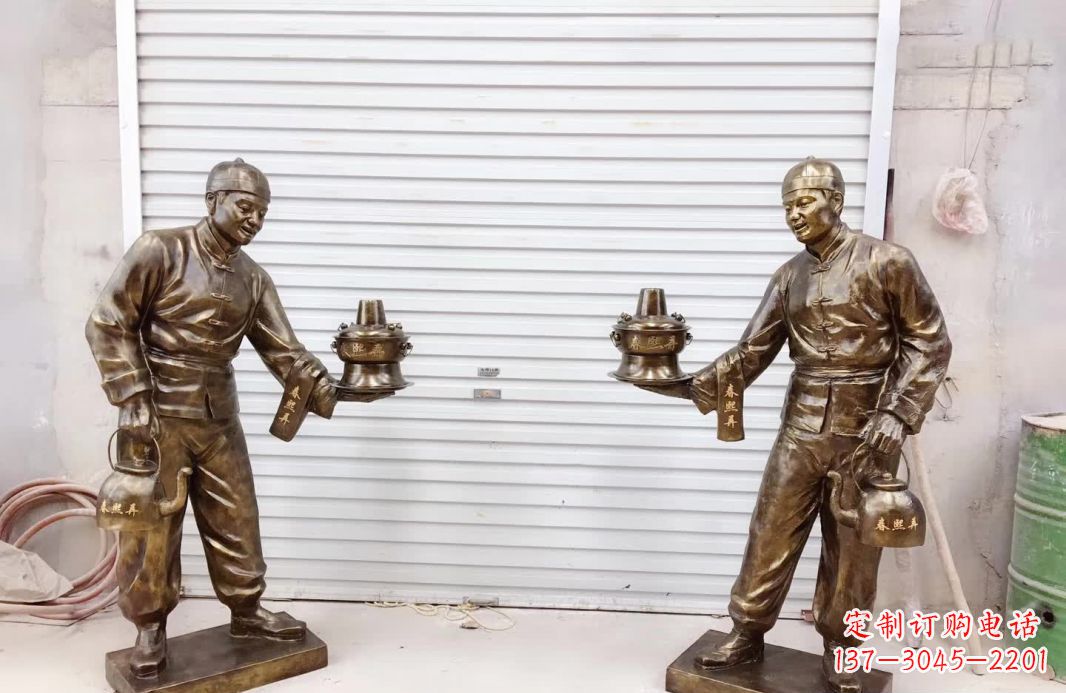 江西店小二铜雕塑——传承传统铸造工艺