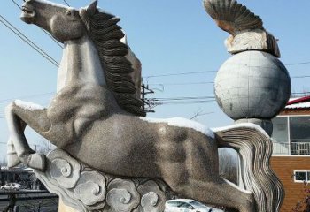 江西大理石马踏祥云石雕