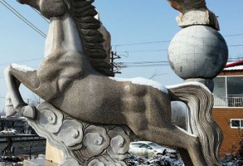 江西大理石马踏祥云雕塑
