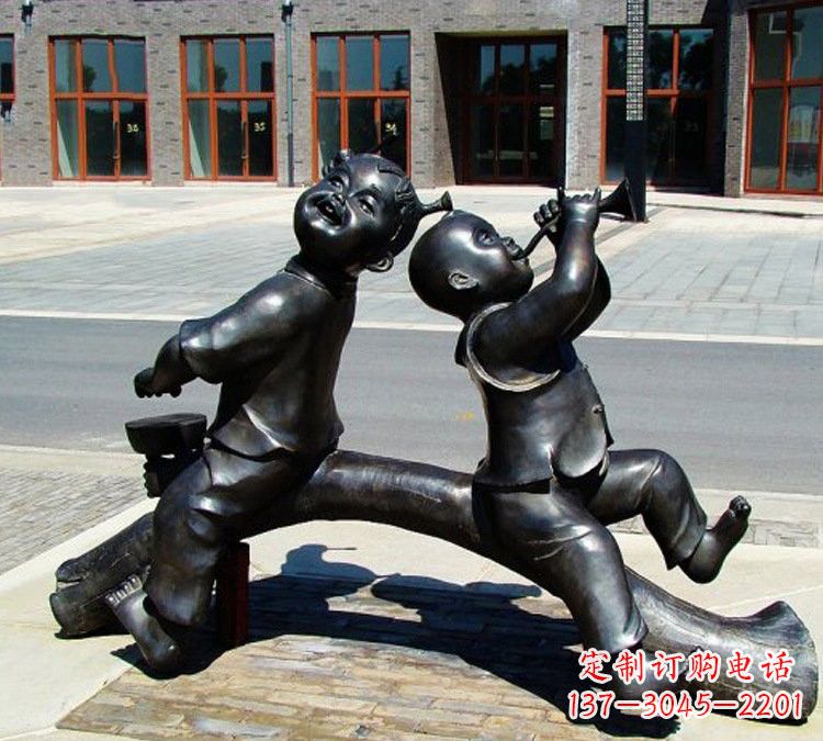 江西儿童玩耍童趣铜雕