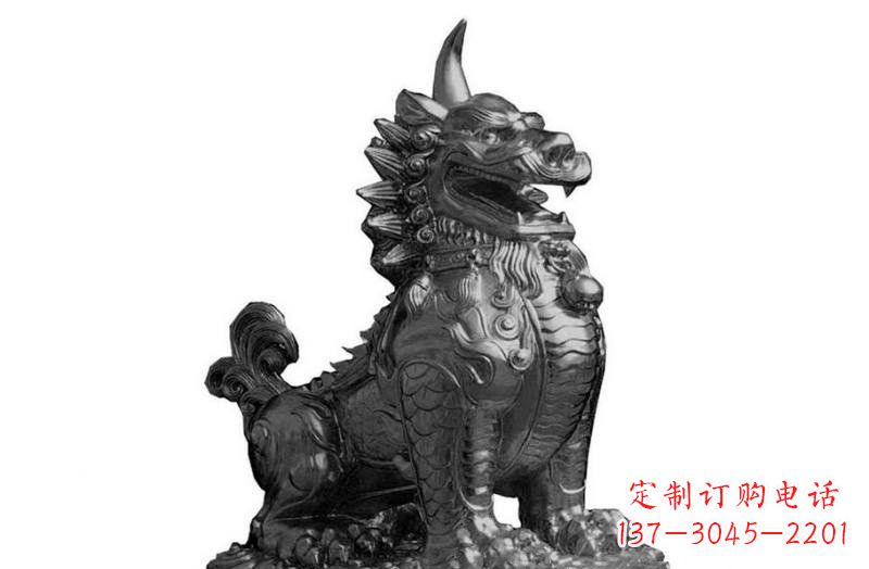 江西独角兽铜雕塑,精美细腻传统工艺