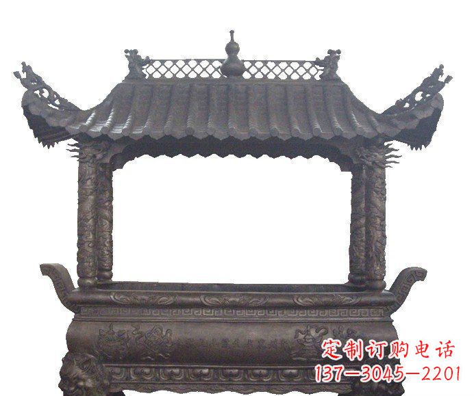 江西古典庙宇香炉铜雕