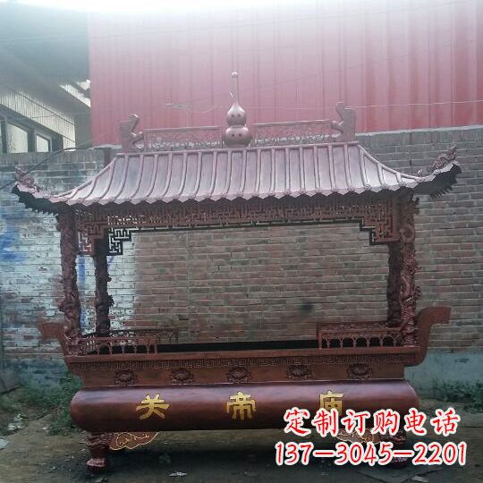 江西方形香炉铜雕塑,精美香炉雕塑