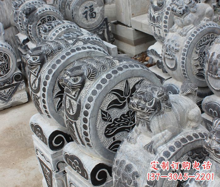 江西传统风格抱鼓石招财门墩雕塑