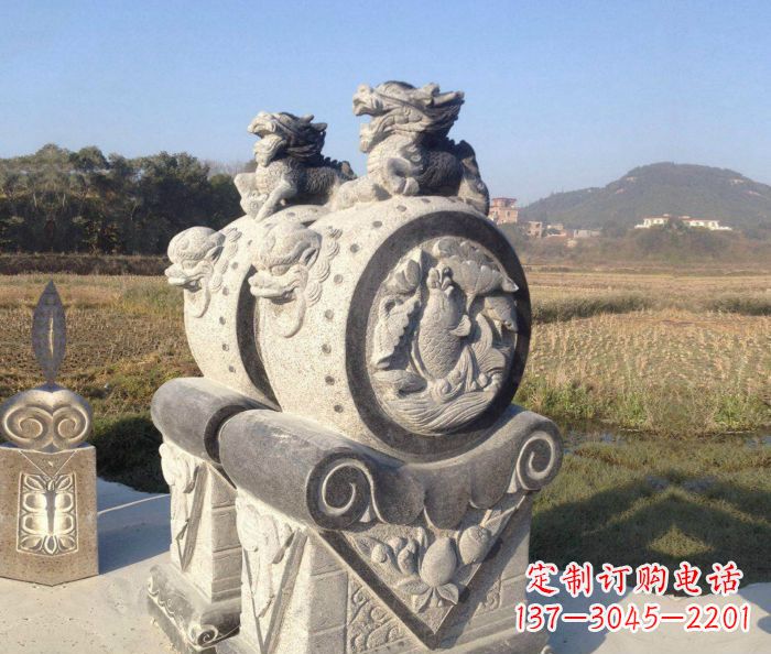 江西仿古抱鼓石门墩雕塑