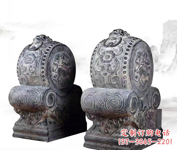 江西仿古抱鼓石门墩雕塑