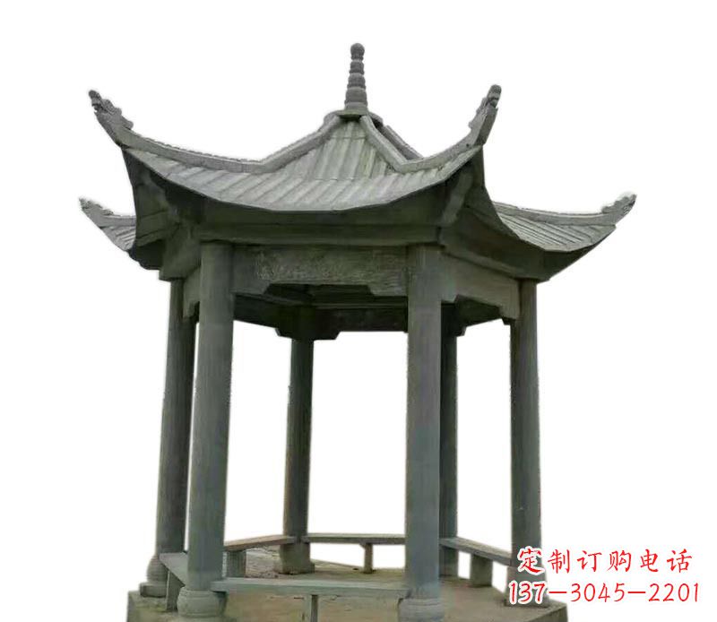 江西仿古六角凉亭石雕 (2)