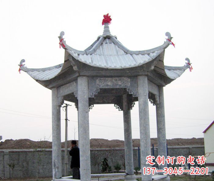 江西仿古六角石凉亭雕塑