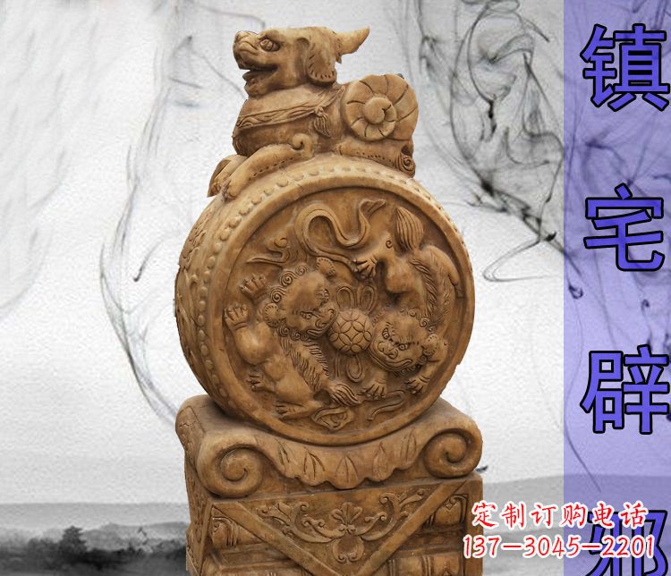 江西仿古貔貅门墩镇宅辟邪石雕