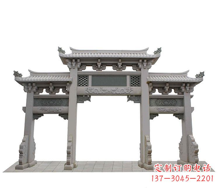 江西仿古三门石牌坊石雕