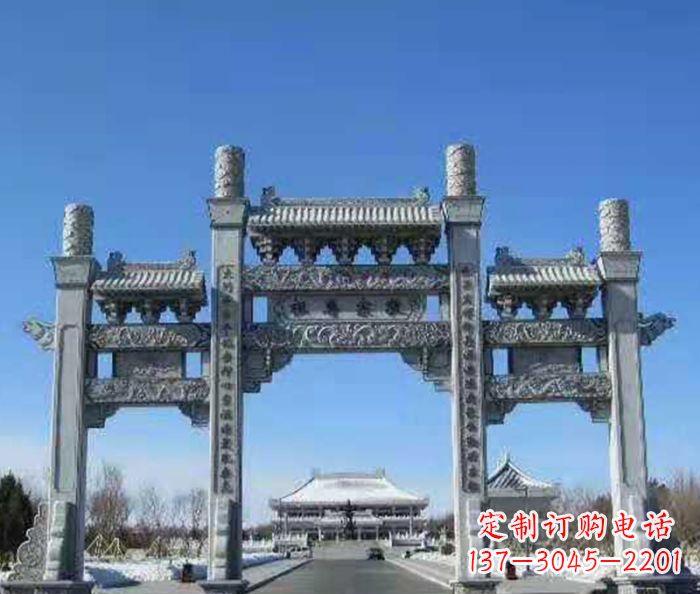 江西仿古三门石牌坊 (2)