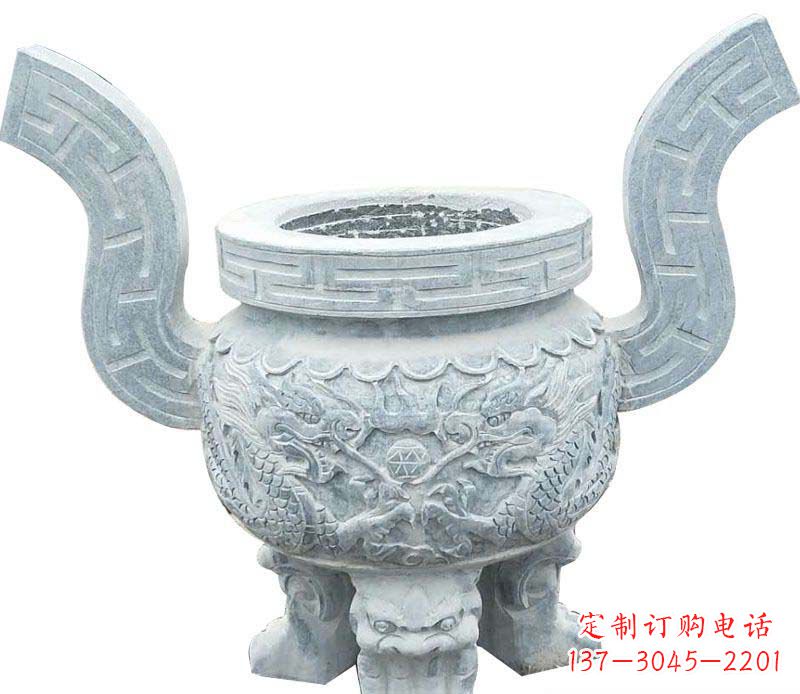江西仿古三足香炉石雕