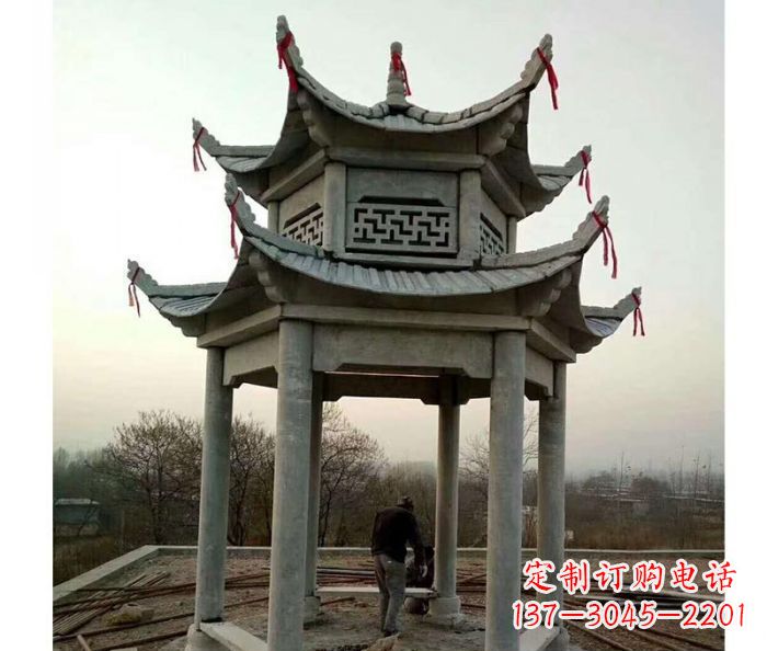 江西仿古双层石雕凉亭 (4)