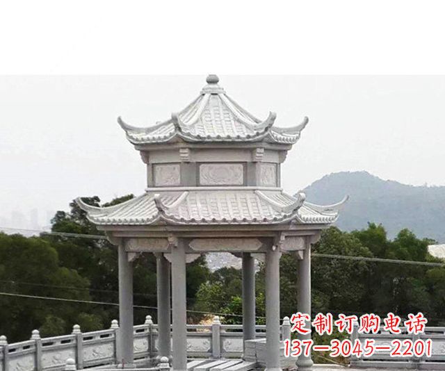江西仿古双层石雕凉亭