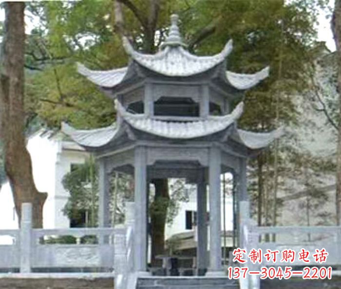 江西仿古园林双层石雕凉亭