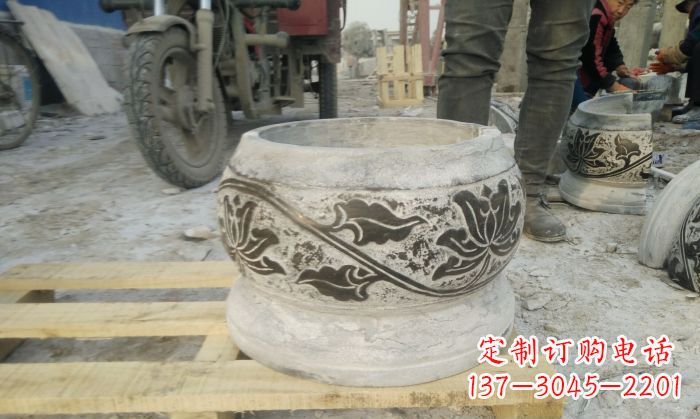 江西仿古圆形水缸石雕 (4)