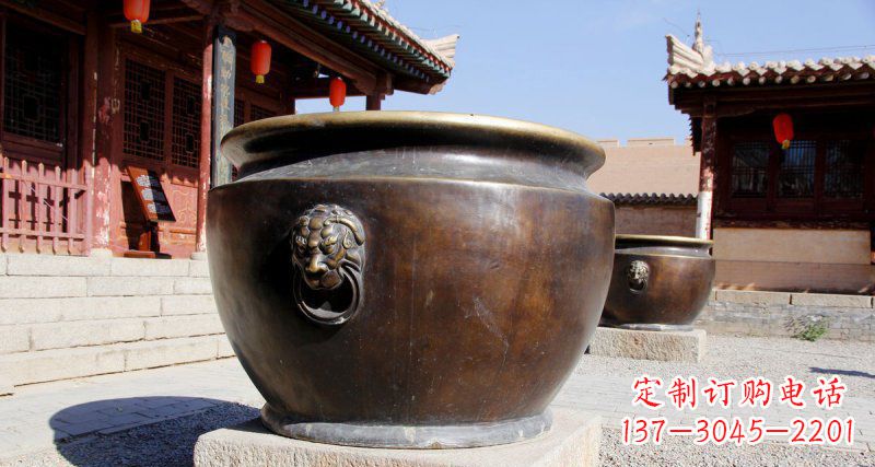 江西仿古圆形水缸铜雕
