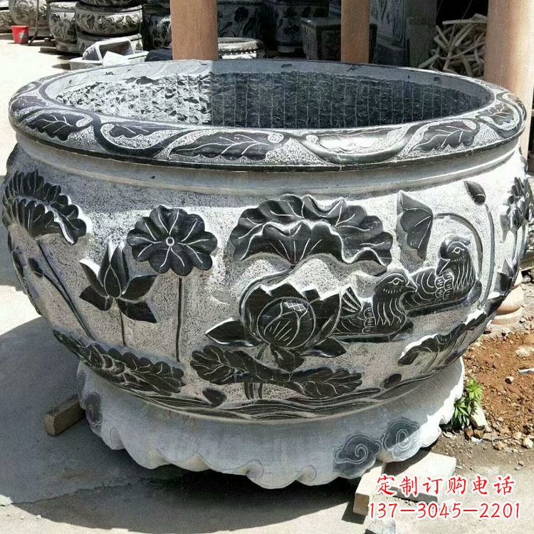 江西仿古圆形鱼缸石雕