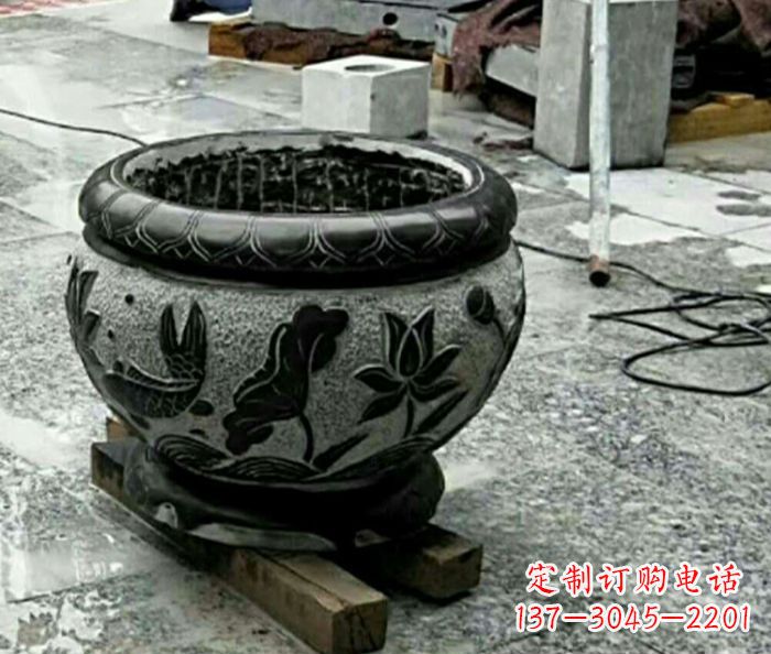 江西仿古招财水缸石雕 (2)