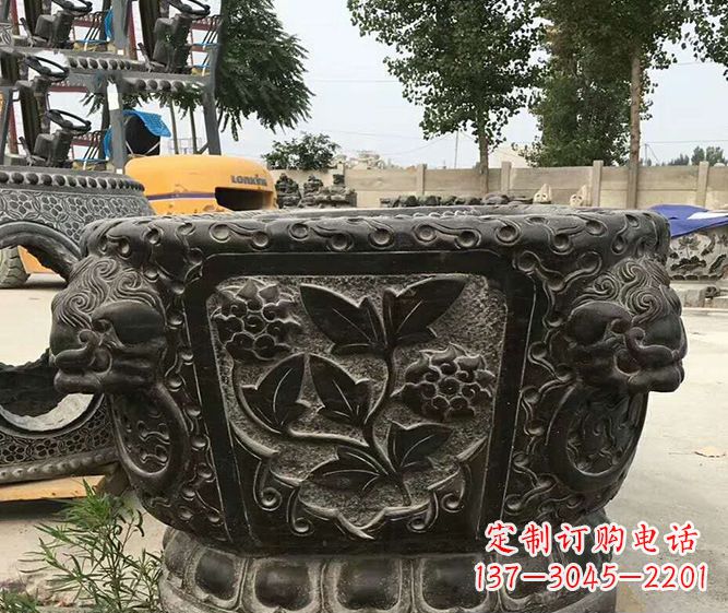 江西仿古招财水缸石雕 (3)