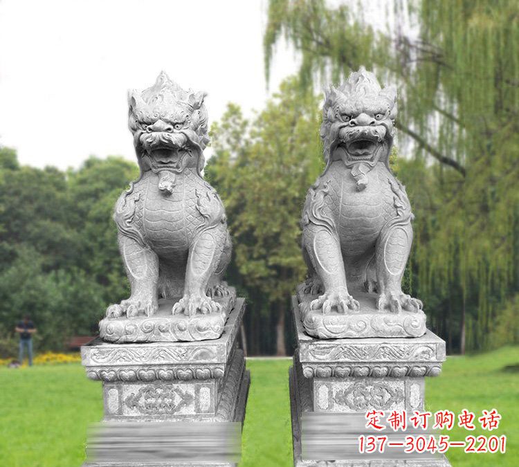 江西仿古坐式麒麟石雕