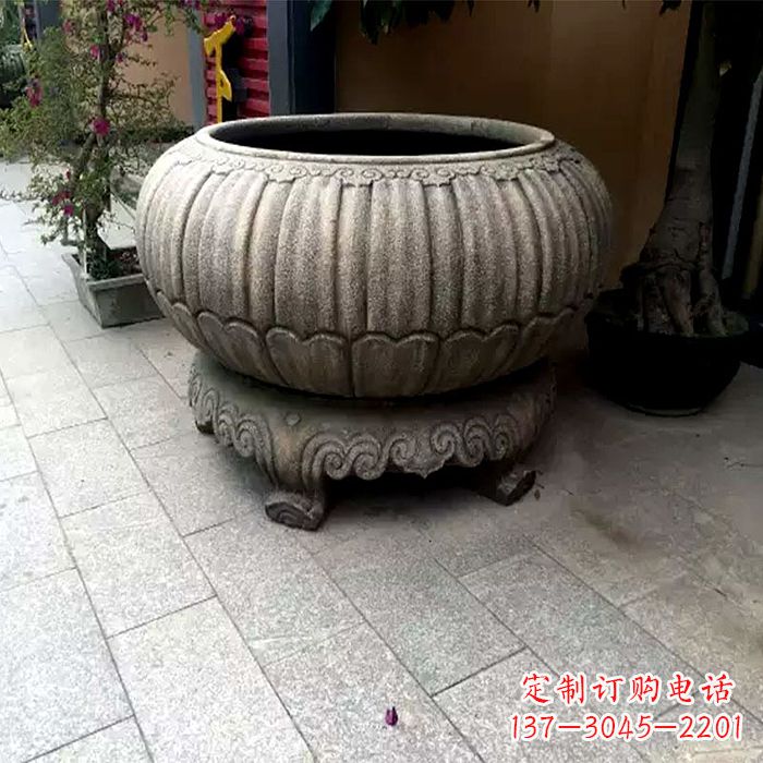 江西精美仿古石雕花盆雕塑