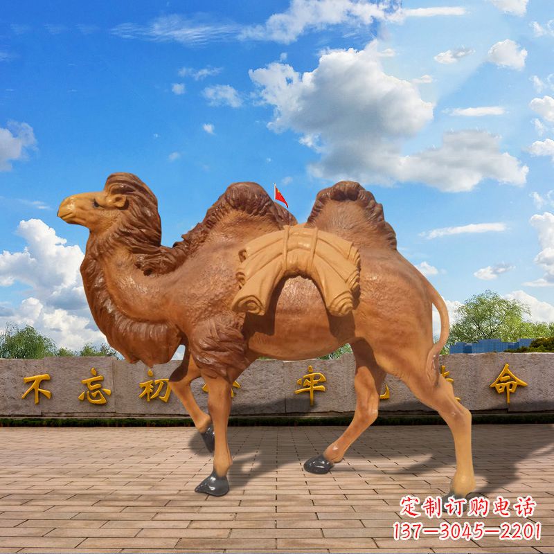 江西仿铜玻璃钢骆驼雕塑